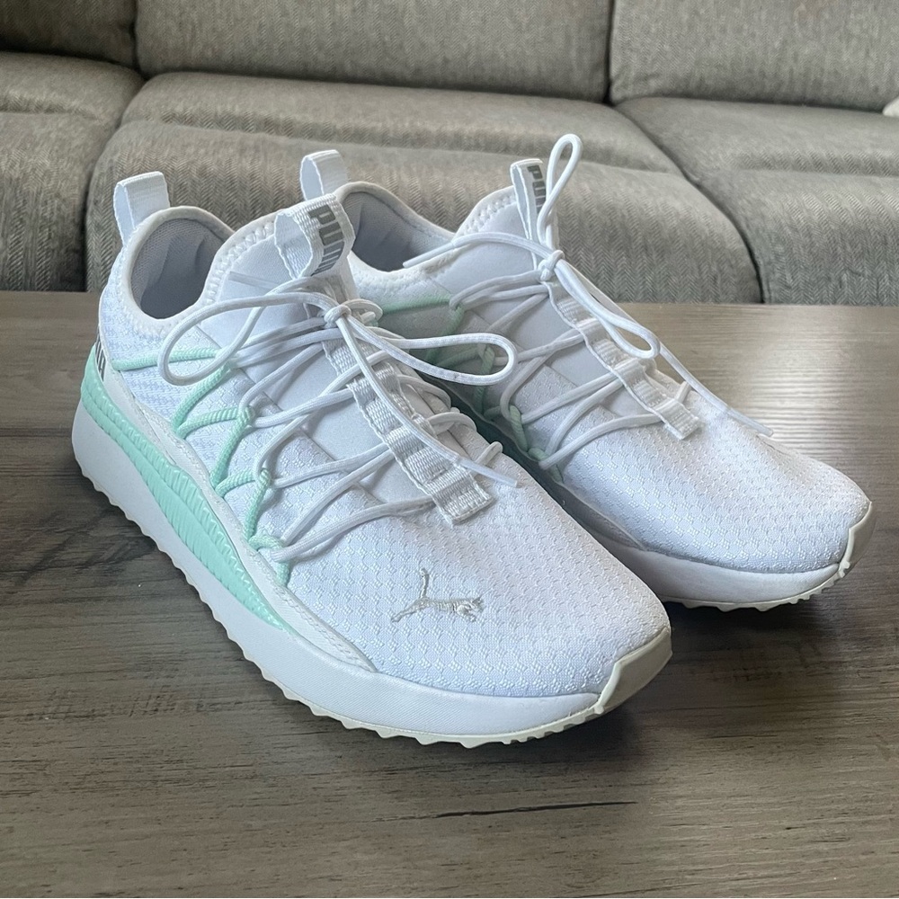 Puma Women’s SoftFoam Plus Sneakers White and Mint Green